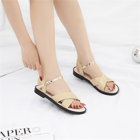 Giày Sandal Nữ MWC - 2668 Sandal Quai Chéo Kim Tuyến Phối Quai Hậu Cách Điệu Đế Bệt Cực Thời Trang