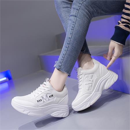 Giày thể thao nữ MWC - 0385 Giày Thể Thao Nữ,Sneaker Da Siêu Êm Chân Đế Độn 4CM Hot Trend