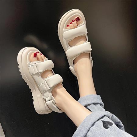 Giày Sandal Nữ MWC - 2935 Sandal Đế Bánh Mì Cao 5cm Siêu Hack Dáng Phối Khóa Với 2 Quai Ngang Lót Dán Thời Trang 