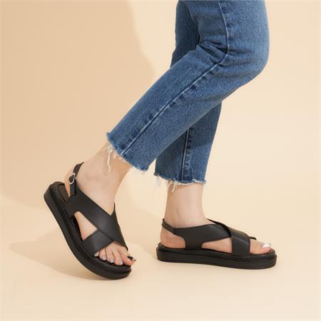 Giày Sandal Nữ MWC - 2972 Sandal Quai Chéo Cách Điệu Đế Bằng In Họa Tiết Nổi Cực Thời Trang