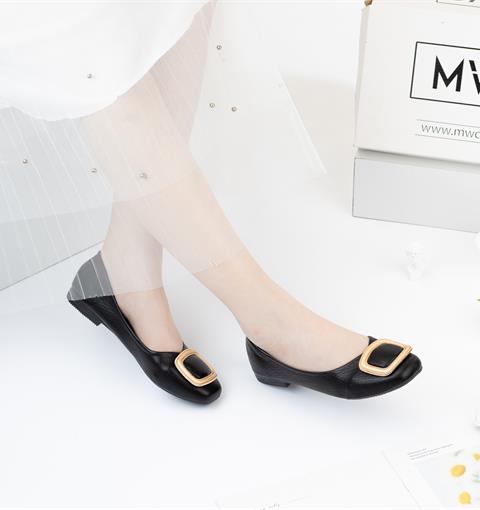 Giày Búp Bê MWC - 2182 Giày Búp Bê Da Trơn Mũi Tròn Đính Khóa Sang Trọng Thời Trang