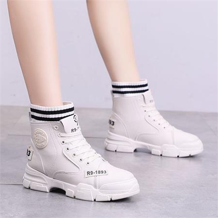 Giày thể thao nữ MWC - 0566 Giày Thể Thao Nữ Cổ Cao Phối Vải,Sneaker Da Siêu Êm Chân Hot Trend