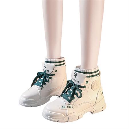 Giày thể thao nữ MWC - 0566 Giày Thể Thao Nữ Cổ Cao Phối Vải,Sneaker Da Siêu Êm Chân Hot Trend