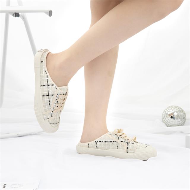  Giày thể thao nữ MWC - 0595 Giày Sục Thể Thao Nữ Phối Vải Canvas Sọc, Siêu Êm Chân Đế Bằng 2CM Nhẹ Nhàng