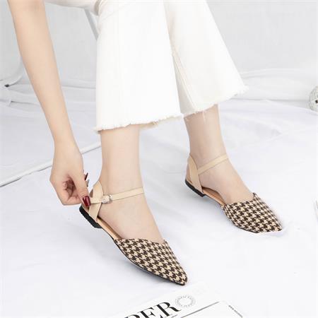Giày Búp Bê MWC - 2250 Giày Búp Bê Dạ Caro Mũi Nhọn Basic Xinh Xắn Sang Trọng Thời Trang