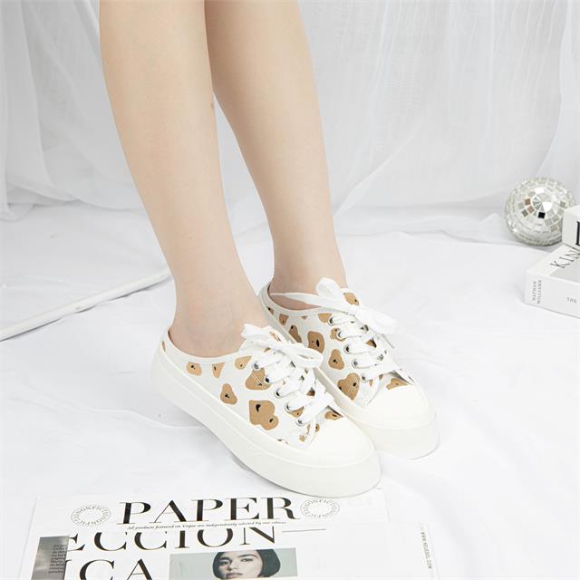 Giày thể thao nữ MWC - 0632 Giày Sục Thể Thao Nữ Đế Bằng Phối Vải In Họa Tiết Siêu Cute,Sneaker Vải Siêu Êm Chân Hot Trend
