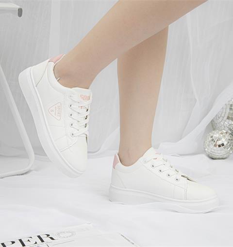 Giày thể thao nữ MWC - 0633 Giày Thể Thao Nữ Phối Màu Thể Thao,Sneaker Da Siêu Êm Chân Đế Bằng 3CM Hot Trend