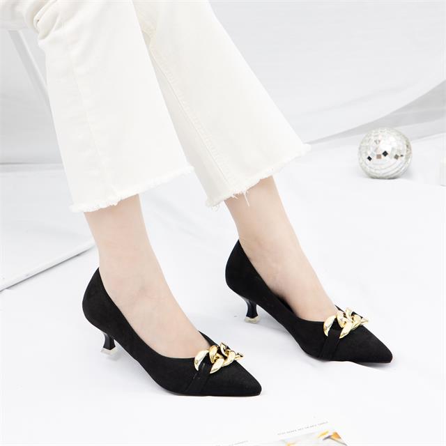 Giày cao gót MWC - 4318 Cao Gót Nữ Mũi Nhọn Đính Khóa Thời Trang Gót Nhọn 3cm Kiểu Dáng Công Sở Thanh Lịch