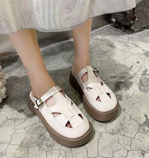 Dép sục nữ MWC NUDE- 8236 Dép Nữ Đế Bánh Mì Cao 5cm,Dép Nữ Bít Mũi Siêu Êm Chân Phong Cách Vintage Thời Trang 