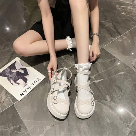 Giày búp bê MWC NUBB- 2272 Búp Bê Da Bóng Đế Bánh Mì Phối Khóa Cách Điệu Kiểu Dáng Nữ Tính Thời Trang