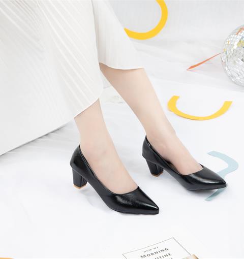 Giày cao gót MWC - 3996 Cao Gót Nữ Da Mềm Mũi Nhọn Gót Vuông 5cm Thanh Lịch,Thời Trang