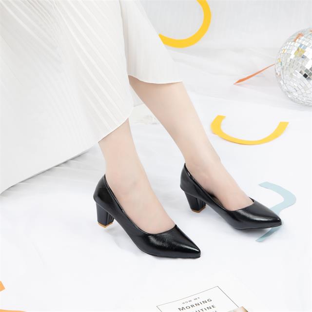 Giày cao gót MWC - 3996 Cao Gót Nữ Da Mềm Mũi Nhọn Gót Vuông 5cm Thanh Lịch,Thời Trang