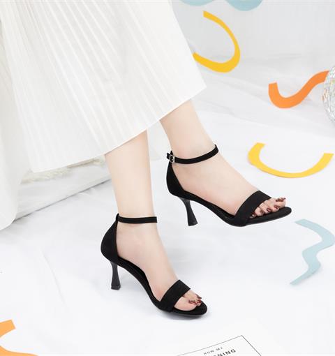 Giày Sandal Cao Gót MWC - 4127 Sandal Cao Gót Quai Ngang Gót Nhọn Phối Quai Hậu Thời Trang
