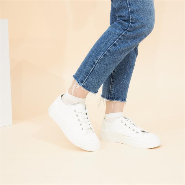 Giày thể thao nữ MWC - 0657 Giày Thể Thao Nữ Đế Bằng Phối Vải,Sneaker Vải Siêu Êm Chân Hot Trend