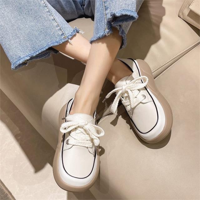Giày thể thao nữ MWC - 0733 Giày Thể Thao Nữ Phối Màu Năng Động,Sneaker Da Siêu Êm Chân Đế Độn 4CM Hot Trend