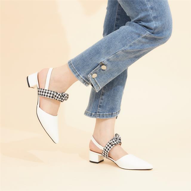 Giày Cao Gót MWC - 3693 Giày Cao Gót Nữ Phối Nơ Tiểu Thư Xinh Xắn,Cao Gót Mũi Nhọn Gót Vuông 3cm Thời Trang
