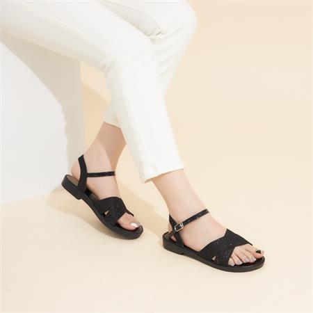 Giày Sandal Nữ MWC - 2668 Sandal Quai Chéo Kim Tuyến Phối Quai Hậu Cách Điệu Đế Bệt Cực Thời Trang