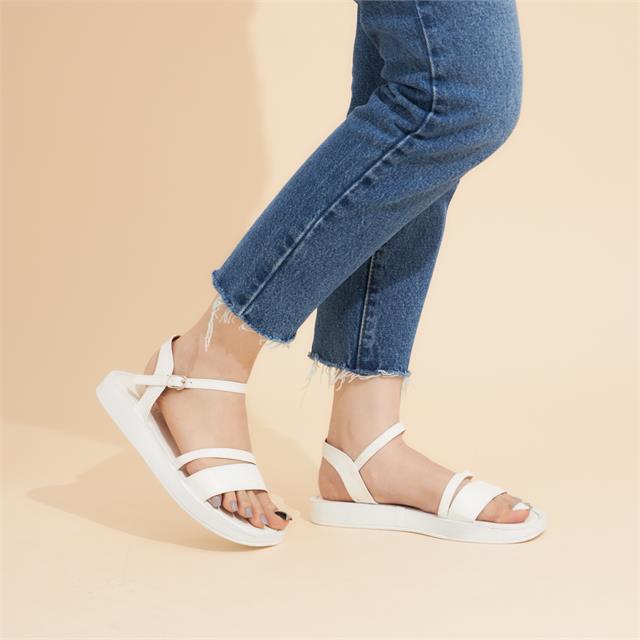 Giày Sandal Nữ MWC - 2971 Sandal Quai Ngang Kim Tuyến Phối Quai Mảnh Cách Điệu Đế Bằng Cao 2cm Cực Thời Trang