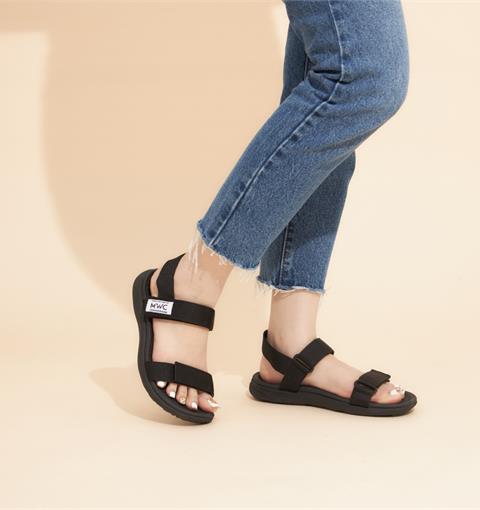 Giày Sandal Nữ MWC 2910 - Sandal 2 Quai Ngang Phối Lót Dán Cách Điệu Thanh Lịch, thời Trang.