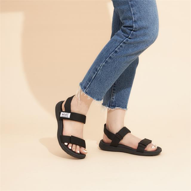 Giày Sandal Nữ MWC 2910 - Sandal 2 Quai Ngang Phối Lót Dán Cách Điệu Thanh Lịch, thời Trang.