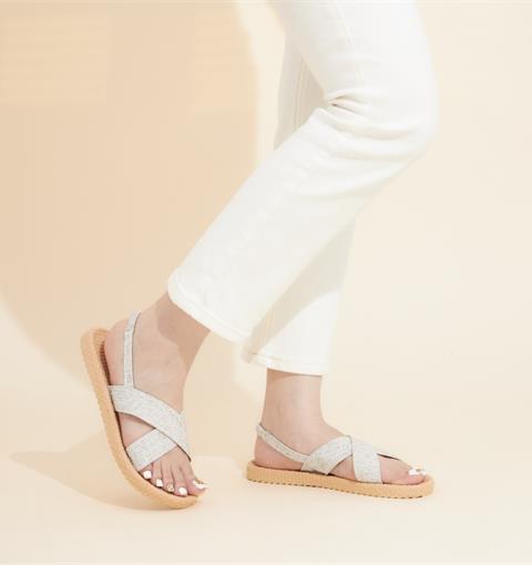 Giày Sandal Nữ MWC - 2721  Giày Sandal Phối Dạ , Giày Sandal Quai Chéo Ôm Chân Đế Bệt Thời Trang Sang Chảnh