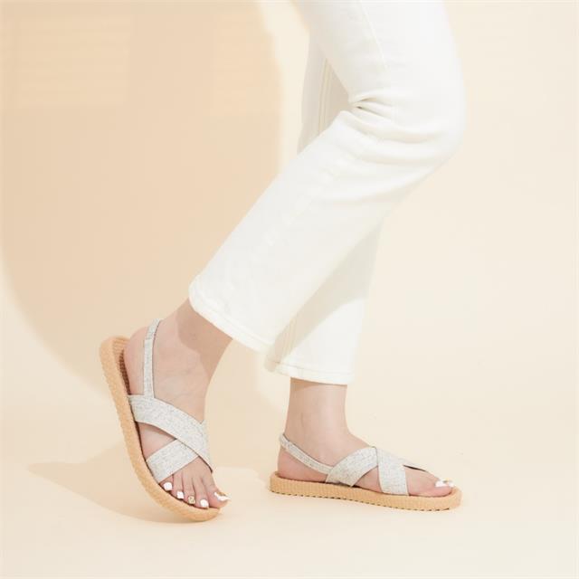 Giày Sandal Nữ MWC - 2721  Giày Sandal Phối Dạ , Giày Sandal Quai Chéo Ôm Chân Đế Bệt Thời Trang Sang Chảnh