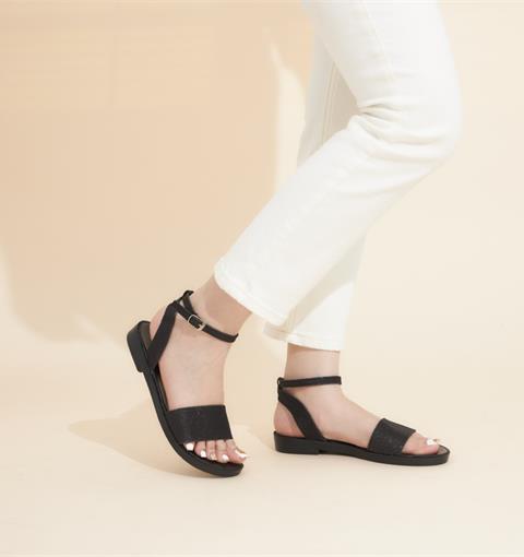 Giày sandal nữ MWC - 2582 Sandal Quai Ngang Phối Kim Tuyến Quai Hậu Cách Điệu Thời Trang