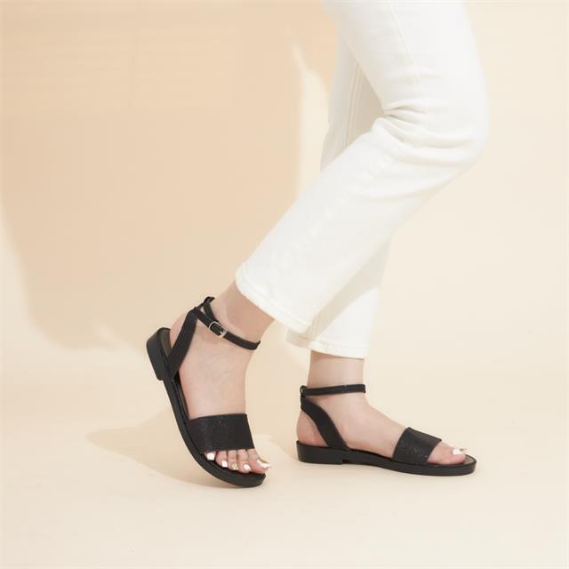 Giày sandal nữ MWC - 2582 Sandal Quai Ngang Phối Kim Tuyến Quai Hậu Cách Điệu Thời Trang