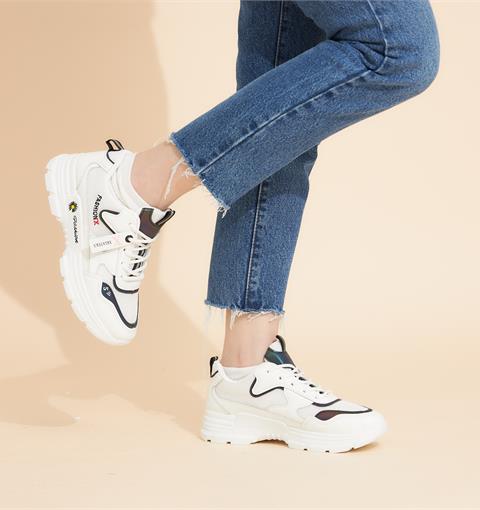 Giày thể thao nữ MWC - 0516 Giày Thể Thao Nữ Phối Màu Thời Trang,Sneaker Da Siêu Êm Chân Đế Độn 4CM Hot Trend