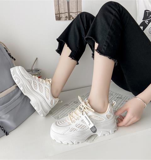 Giày thể thao nữ MWC - 0686 Giày Thể Thao Nữ Phối Màu Thể thao,Sneaker Da Siêu Êm Chân Đế Độn 4cm Hot Trend