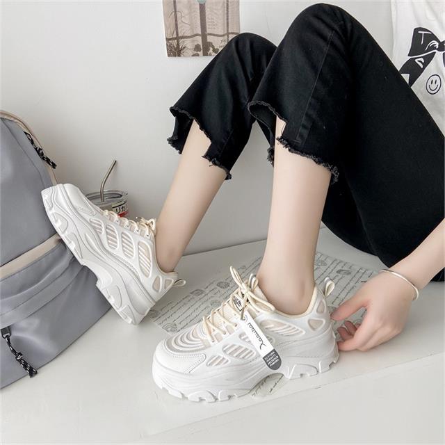 Giày thể thao nữ MWC - 0686 Giày Thể Thao Nữ Phối Màu Thể thao,Sneaker Da Siêu Êm Chân Đế Độn 4cm Hot Trend