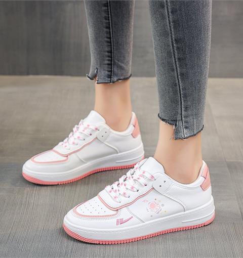 Giày thể thao nữ MWC - 0598 Giày Thể Thao Nữ Phối Màu In Họa Tiết Siêu Cute,Sneaker Da Siêu Êm Chân Hot Trend