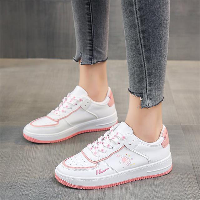 Giày thể thao nữ MWC - 0598 Giày Thể Thao Nữ Phối Màu In Họa Tiết Siêu Cute,Sneaker Da Siêu Êm Chân Hot Trend