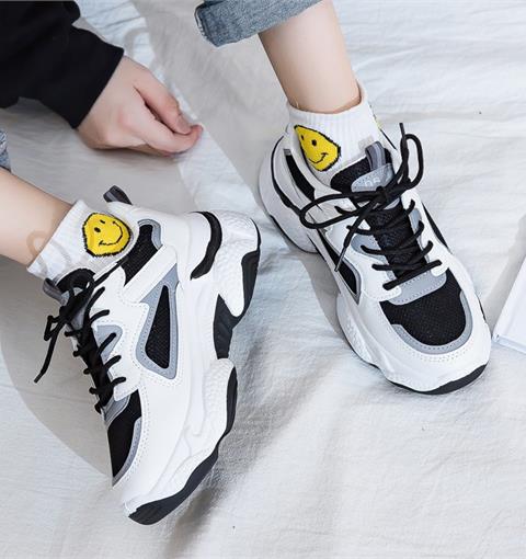 Giày thể thao nữ MWC - 0664 Giày Thể Thao Nữ Phối Sọc Màu Thể thao,Sneaker Da Siêu Êm Chân Đế Độn 4cm Hot Trend