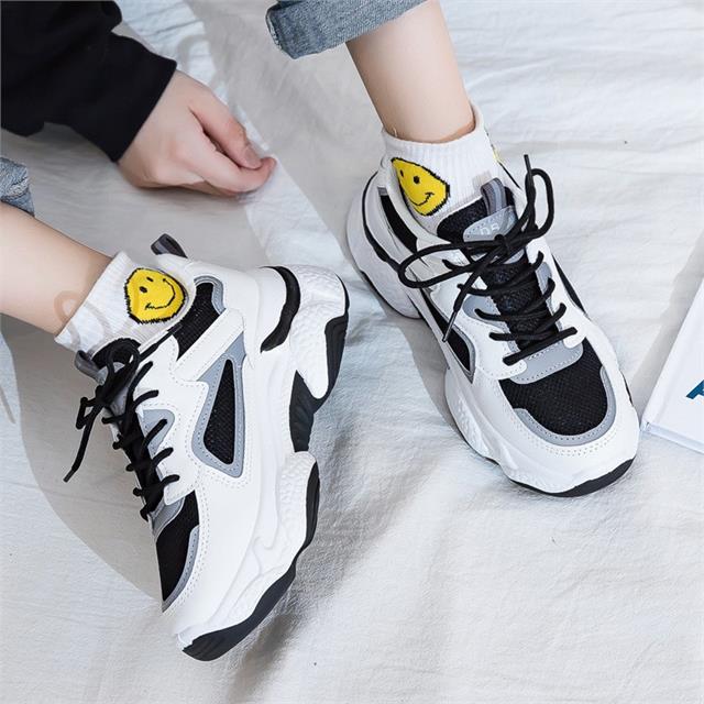 Giày thể thao nữ MWC - 0664 Giày Thể Thao Nữ Phối Sọc Màu Thể thao,Sneaker Da Siêu Êm Chân Đế Độn 4cm Hot Trend