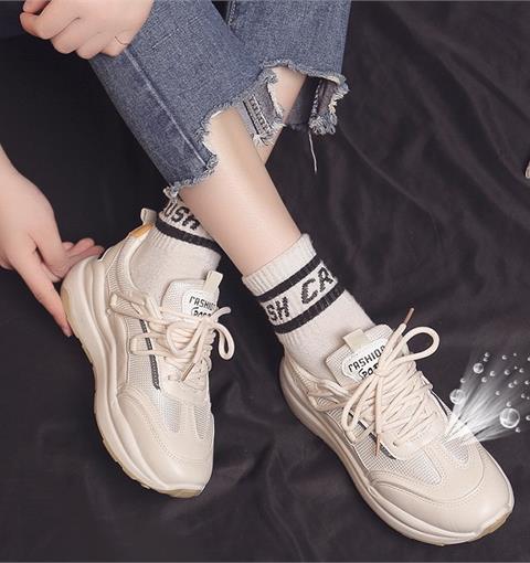 Giày thể thao nữ MWC - 0672 Giày Thể Thao Nữ,Sneaker Da Siêu Êm Chân Đế Độn 4CM Hot Trend