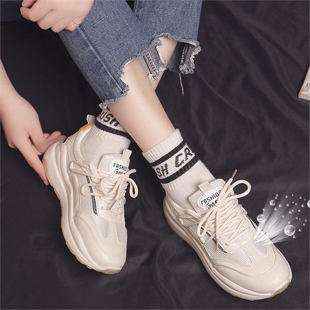Giày thể thao nữ MWC - 0672 Giày Thể Thao Nữ,Sneaker Da Siêu Êm Chân Đế Độn 4CM Hot Trend