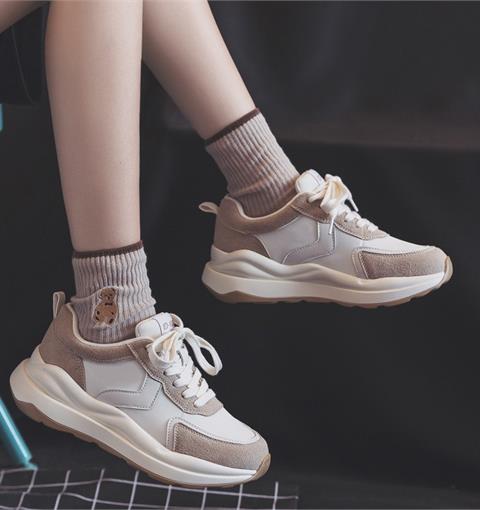 Giày thể thao nữ MWC - 0700 Giày Thể Thao Nữ Phối Màu Siêu Cute,Sneaker Da Siêu Êm Chân Đế Độn 4cm Hot Trend