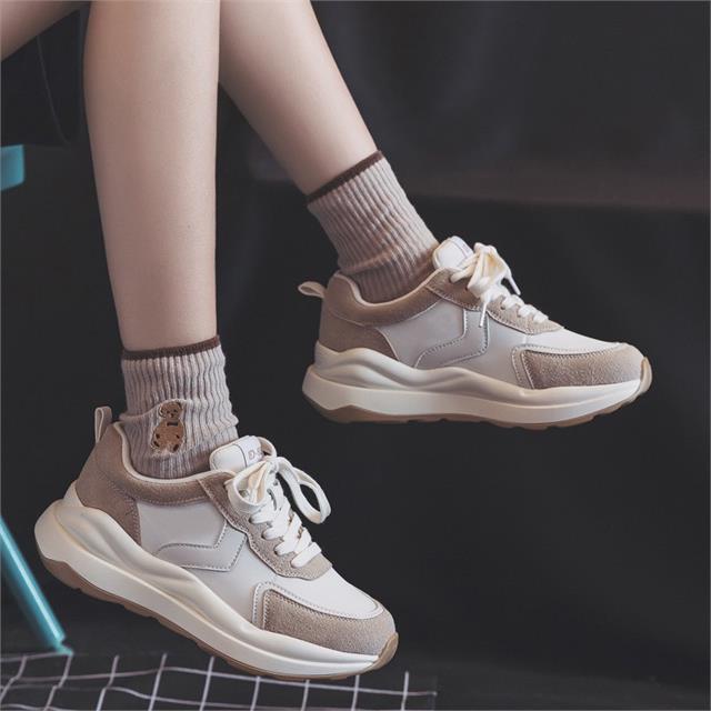 Giày thể thao nữ MWC - 0700 Giày Thể Thao Nữ Phối Màu Siêu Cute,Sneaker Da Siêu Êm Chân Đế Độn 4cm Hot Trend