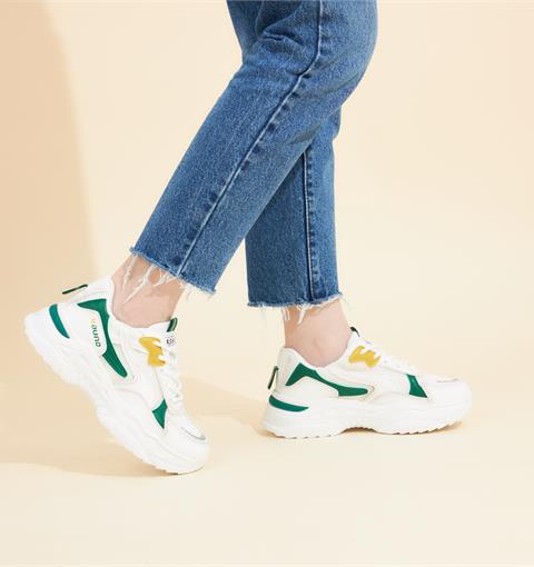 Giày thể thao nữ  MWC - 0743 Giày Thể Thao Nữ Phối Màu Thời Trang,Sneaker Da Siêu Êm Chân Đế Độn Hot Trend