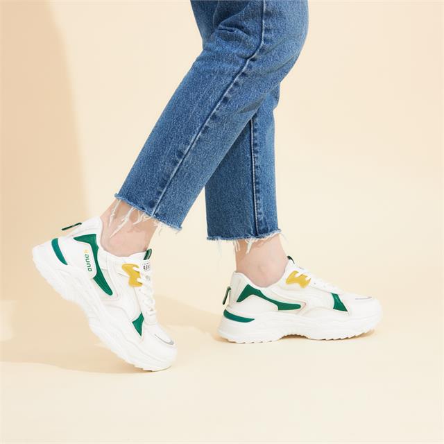 Giày thể thao nữ  MWC - 0743 Giày Thể Thao Nữ Phối Màu Thời Trang,Sneaker Da Siêu Êm Chân Đế Độn Hot Trend