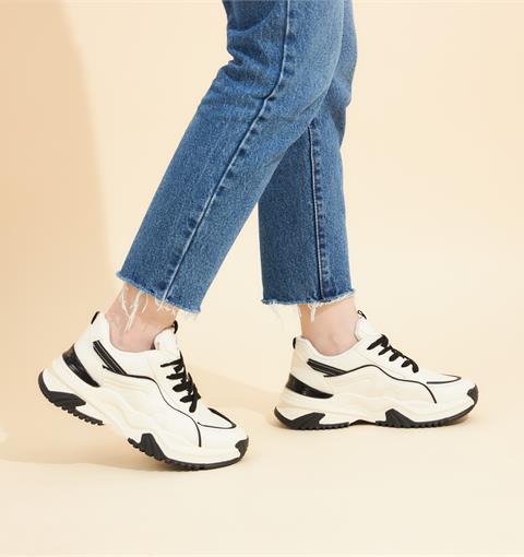 Giày thể thao nữ MWC NUTT- 0759 Giày Thể Thao Nữ Phối Màu Thời Trang,Sneaker Da Siêu Êm Chân Đế Độn 4CM Hot Trend