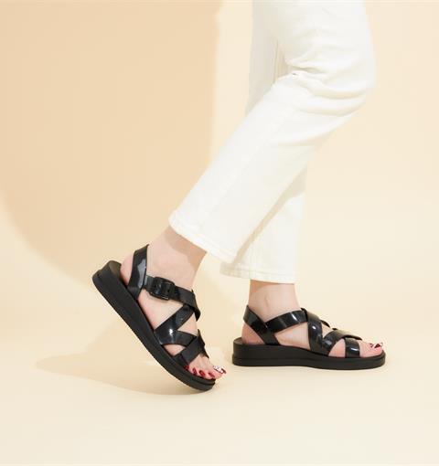 Giày sandal nữ MWC NUSD- 2975  Sandal Cao 3cm Siêu Hack Dáng Phối Khóa Lót Dán Với Quai Ngang Chéo Cách Điệu Thời Trang