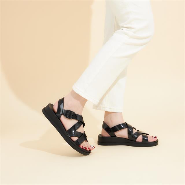 Giày sandal nữ MWC NUSD- 2975  Sandal Cao 3cm Siêu Hack Dáng Phối Khóa Lót Dán Với Quai Ngang Chéo Cách Điệu Thời Trang