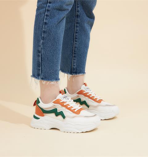 Giày thể thao nữ MWC NUTT- 0757 Giày Thể Thao Nữ Phối Màu Thời Trang,Sneaker Da Siêu Êm Chân Đế Độn 4CM Hot Trend