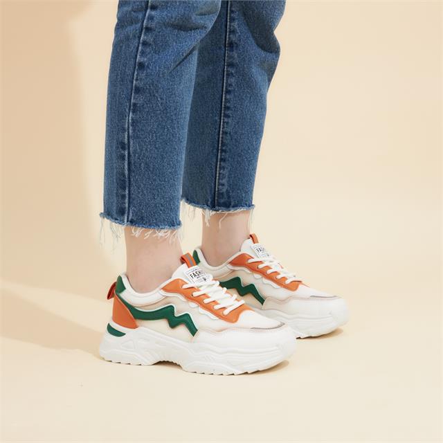 Giày thể thao nữ MWC NUTT- 0757 Giày Thể Thao Nữ Phối Màu Thời Trang,Sneaker Da Siêu Êm Chân Đế Độn 4CM Hot Trend