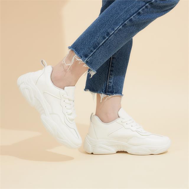 Giày thể thao nữ MWC - 0655 Giày Thể Thao Nữ Siêu Cute,Sneaker Da Siêu Êm Chân Đế Độn 4cm Hot Trend