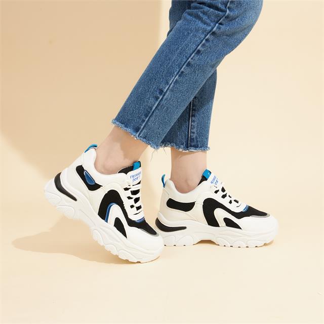 Giày thể thao nữ MWC NUTT- 0772  Giày Thể Thao Nữ Phối Màu Thời Trang,Sneaker Da Siêu Êm Chân Đế Độn 4CM Hot Trend