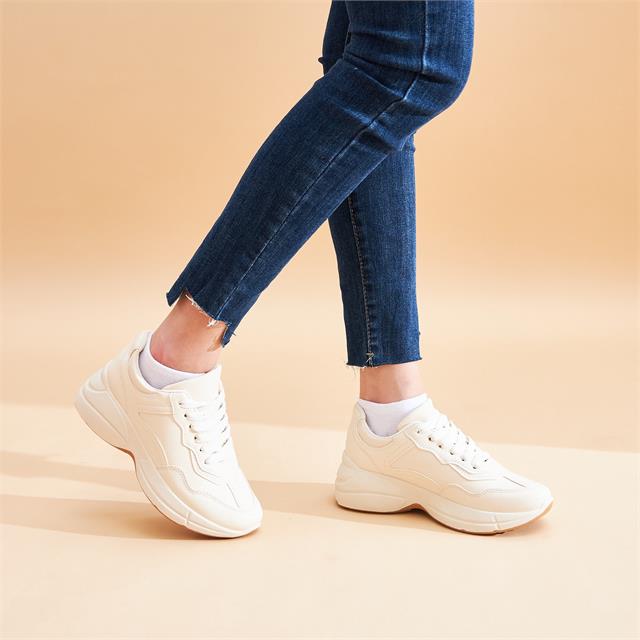 Giày thể thao nữ MWC - 0353 Giày Thể Thao Nữ,Sneaker Da Siêu Êm Chân Đế Độn 4CM Hot Trend