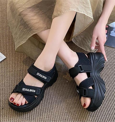 Giày sandal nữ MWC NUSD- 2998  Sandal Đế Bánh Mì Cao 5cm Siêu Hack Dáng Với Quai Ngang Lót Dán Thời Trang